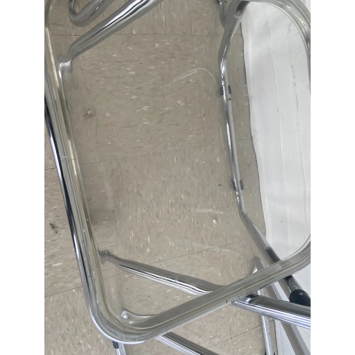 SET OF 4 ITALIAN LUCITE & CHROME FOLDING CHAIRS