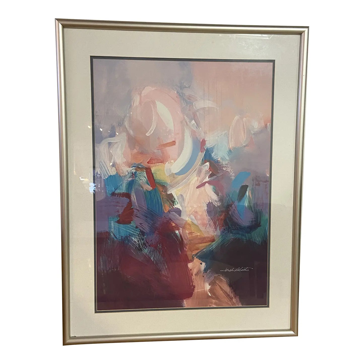 ABSTRACT LITHOGRAPH ARTWORK BY JACK ROBERTS, FRAMED
