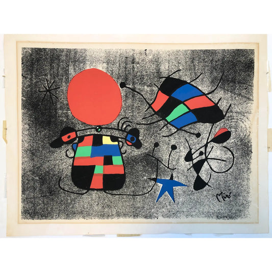 ORIGINAL JOAN MIRO LITHOGRAPH "THE SMILE OF THE FLAMBOYANT WINGS"