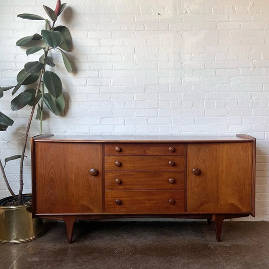 A YOUNGER CREDENZA IN AFROMOSIA & TEAK BY JOHN HUBERT