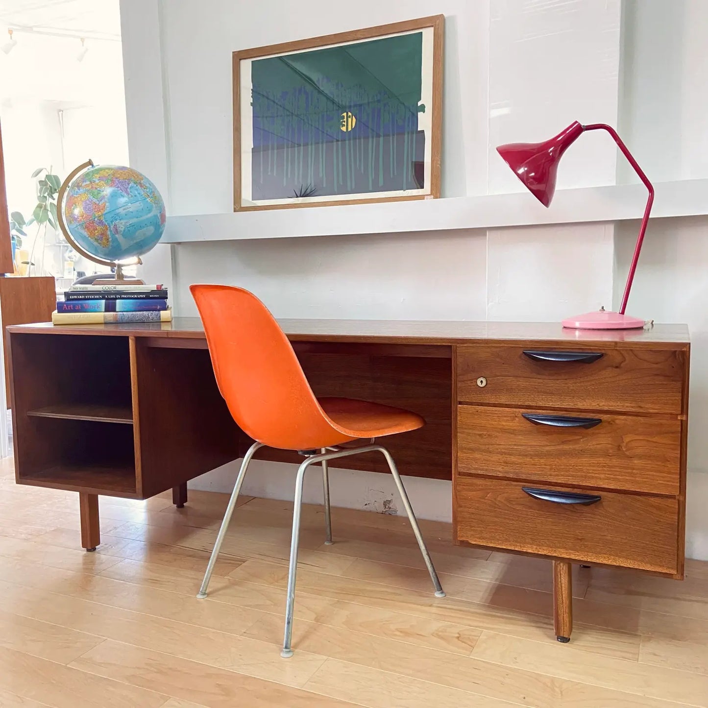 RESTORED MCM WALNUT DESK/VANITY BY JENS RISOM