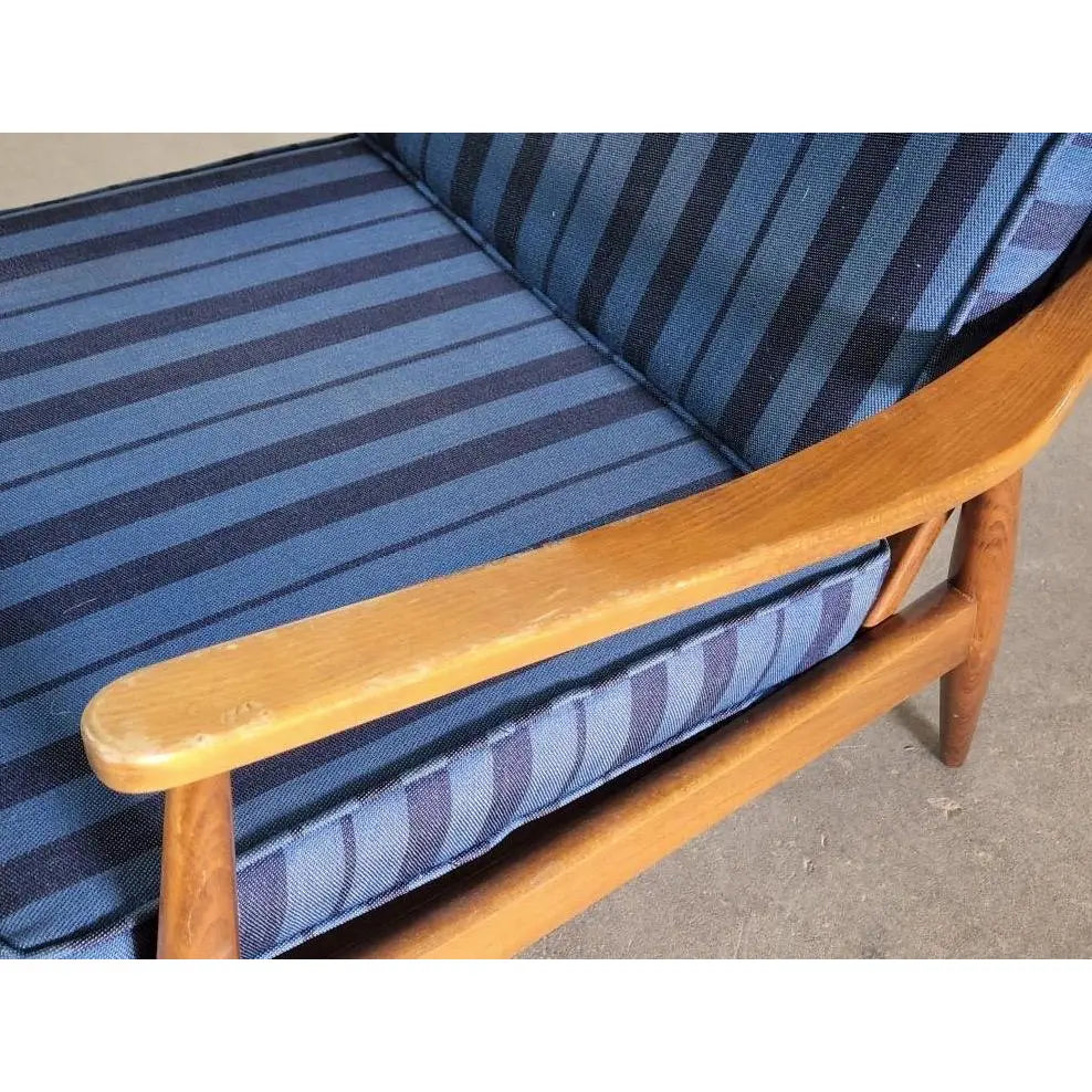 MCM DANISH BLUE STRIPED ARM CHAIR