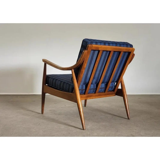 MCM DANISH BLUE STRIPED ARM CHAIR
