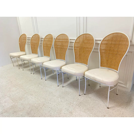 MILO BAUGHMAN FOR THAYER COGGIN CANE DINING CHAIRS - SET OF 6
