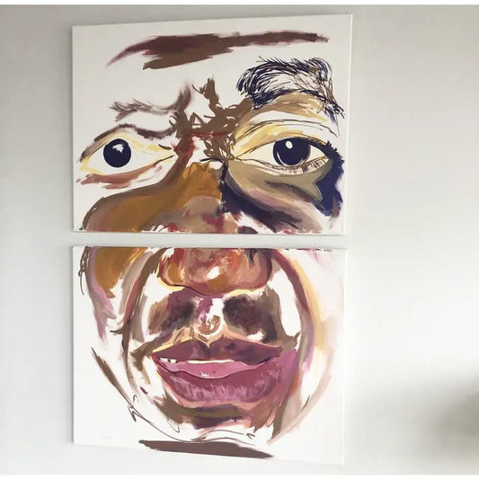 "NOTORIOUS BIG" ACRYLIC DIPTYCH PORTRAIT PAINTING PAIR
