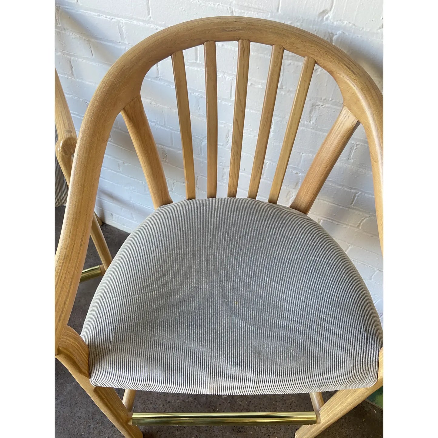 PAIR OF BENTWOOD SLAT-BACK BAR HEIGHT STOOLS