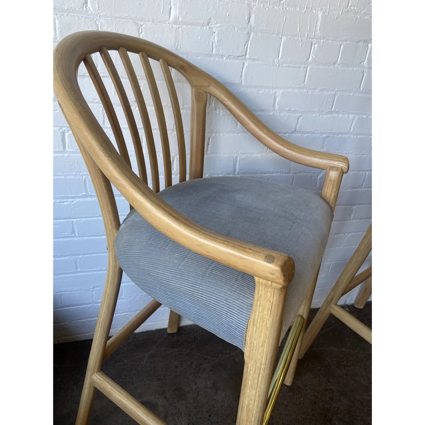 PAIR OF BENTWOOD SLAT-BACK BAR HEIGHT STOOLS