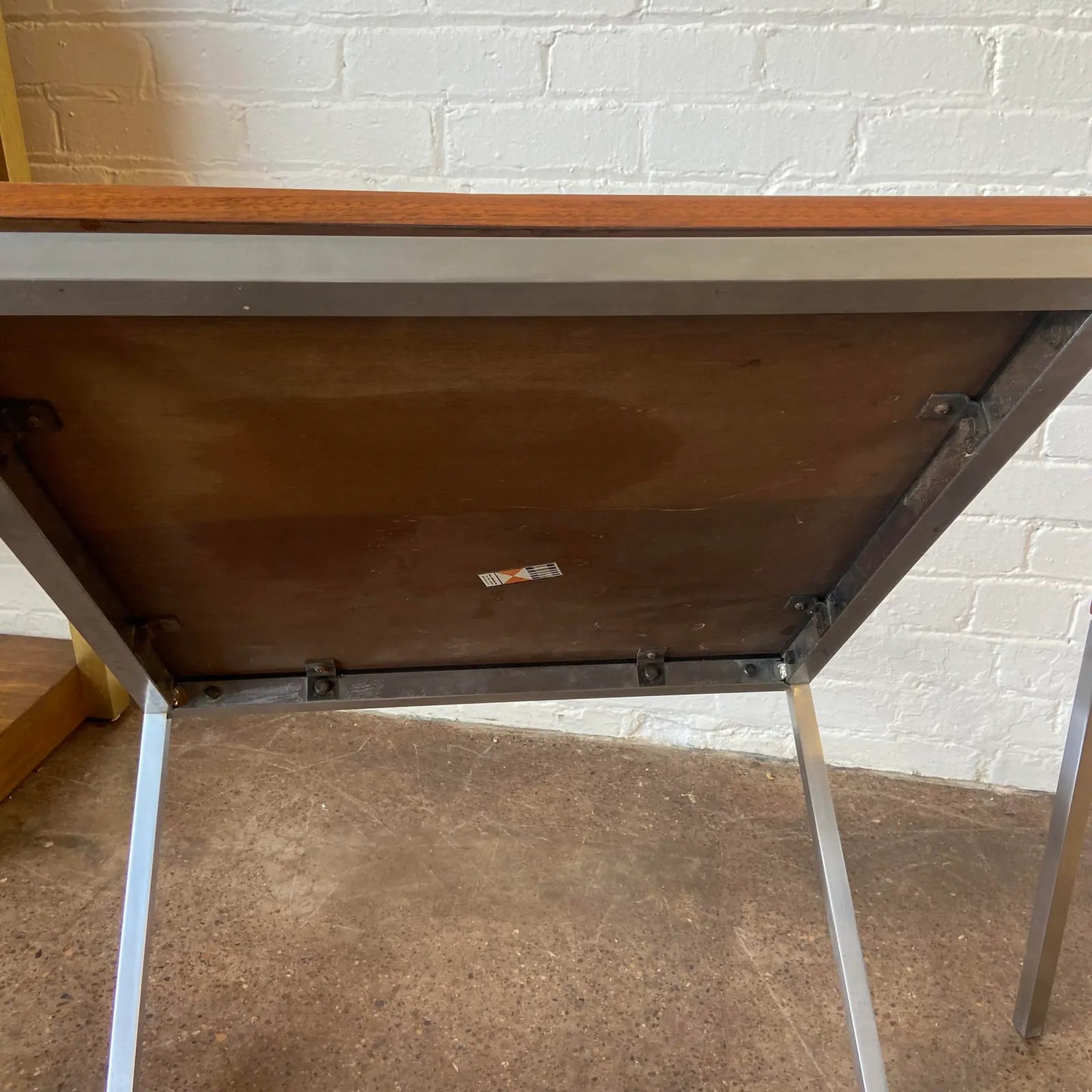 ORIGINAL KNOLL WALNUT + SOLID STEEL COFFEE TABLE - RESTORED
