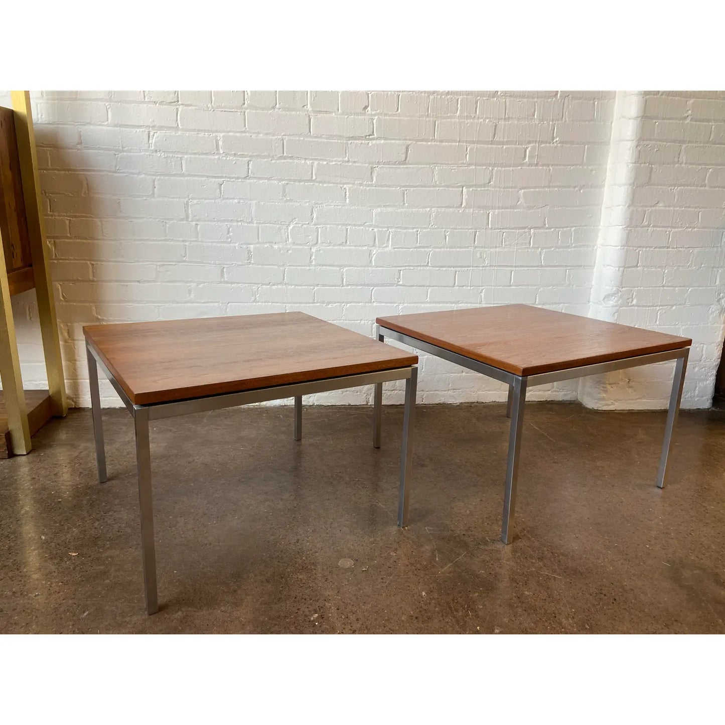 ORIGINAL KNOLL WALNUT + SOLID STEEL COFFEE TABLE - RESTORED