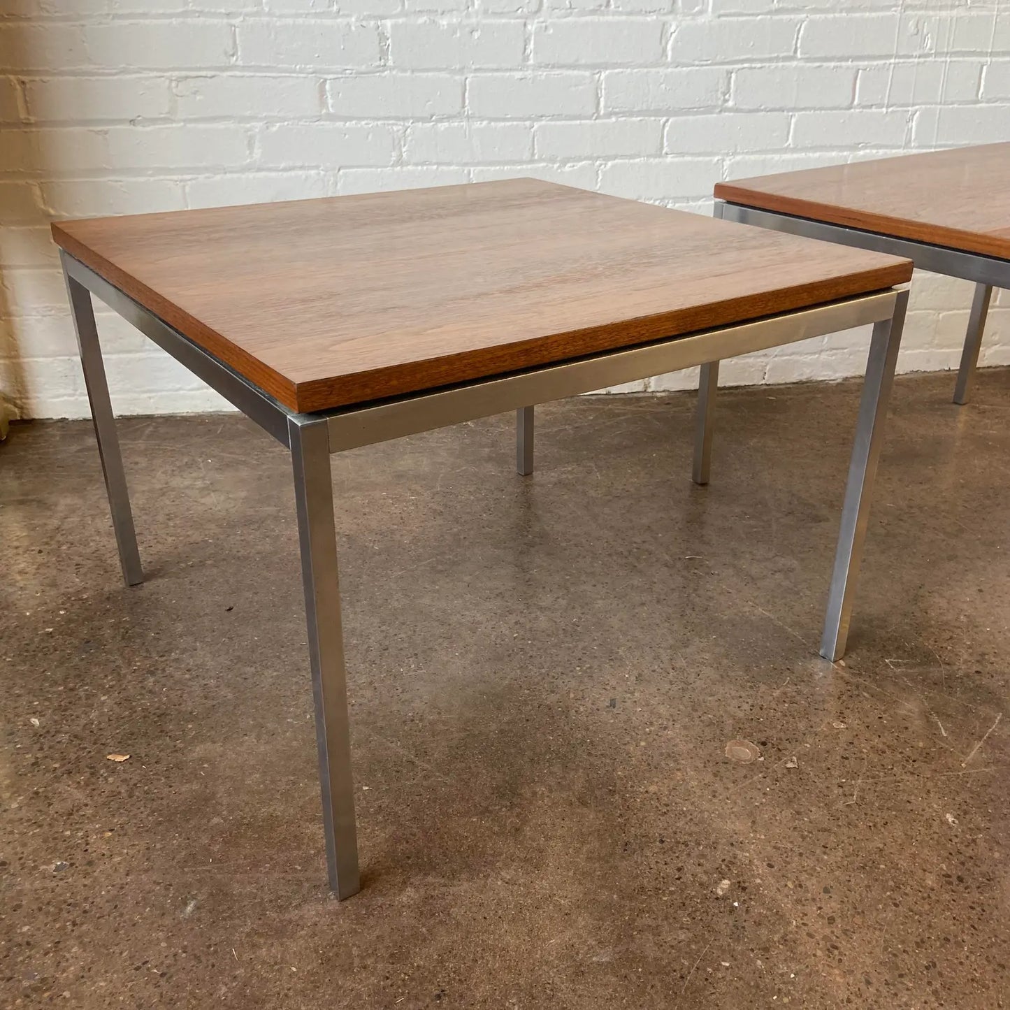 RESTORED KNOLL WALNUT & STEEL COFFEE TABLE