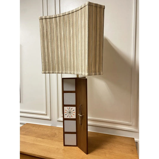 MCM PAUL MCCOBB WALNUT LAMP WITH CUSTOM SHADE & POMONA TILE