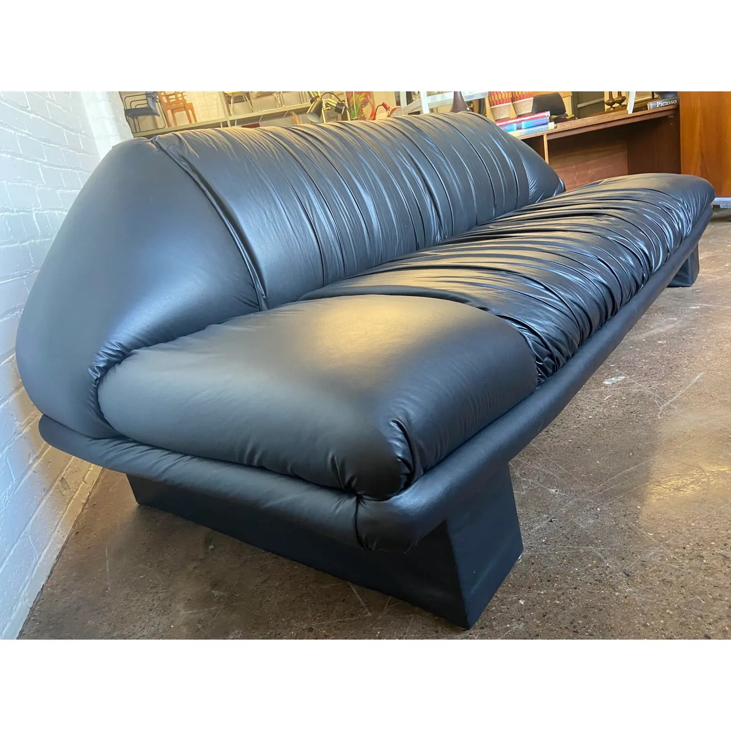 POST-MODERN PLEATED BLACK SOFA SET
