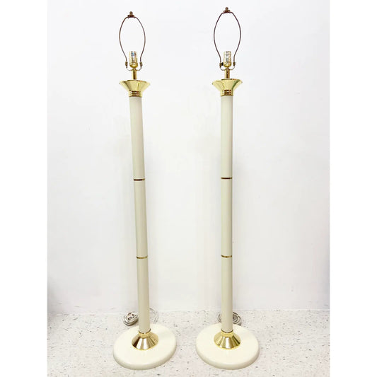 PAIR OF IVORY & GOLD FLOOR LAMPS