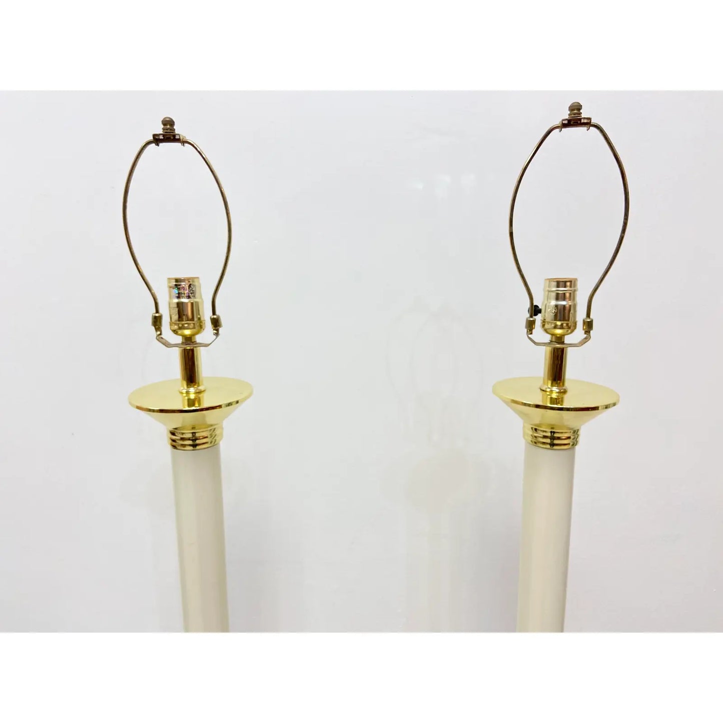 PAIR OF IVORY & GOLD FLOOR LAMPS