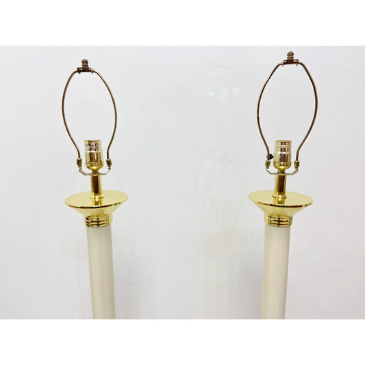PAIR OF IVORY & GOLD FLOOR LAMPS