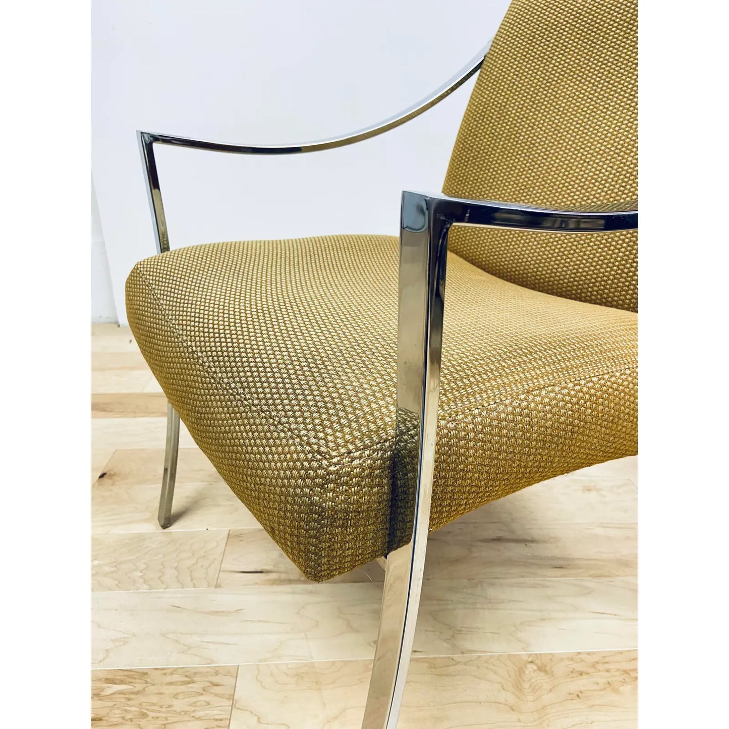 CHROME FRAMED ARMCHAIR - ATTRIBUTED MILO BAUGHMAN