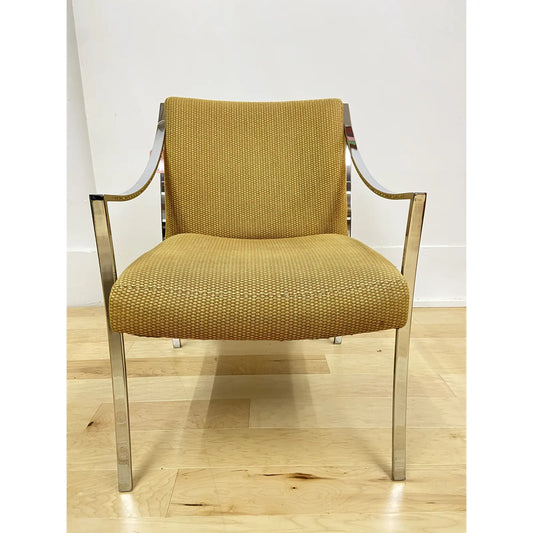 CHROME FRAMED ARMCHAIR - ATTRIBUTED MILO BAUGHMAN