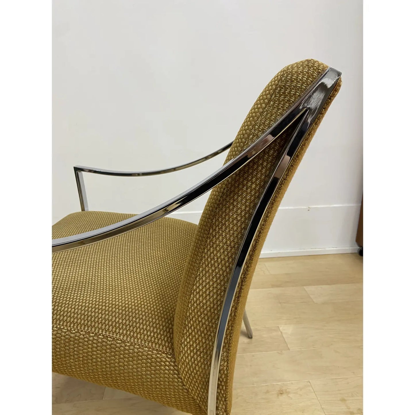 CHROME FRAMED ARMCHAIR - ATTRIBUTED MILO BAUGHMAN