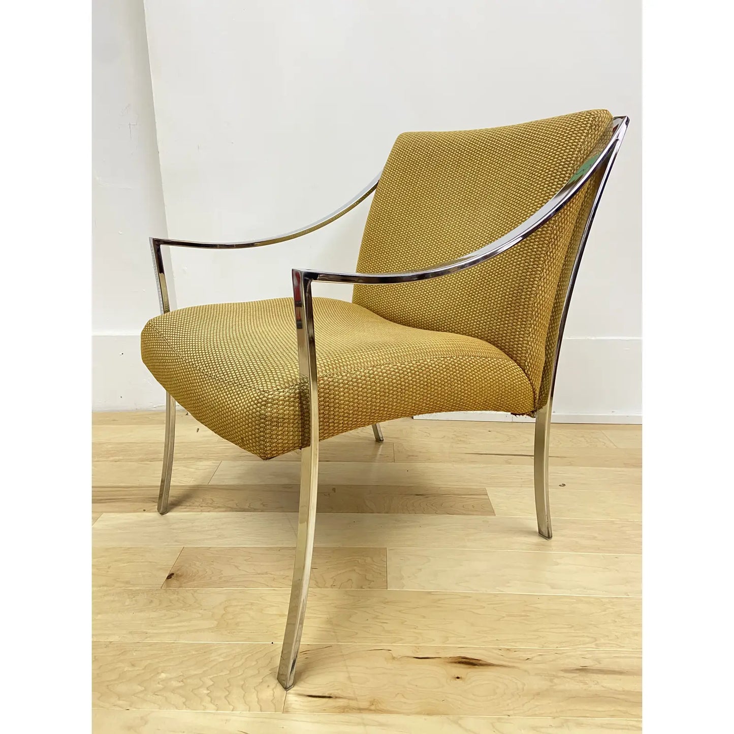 CHROME FRAMED ARMCHAIR - ATTRIBUTED MILO BAUGHMAN