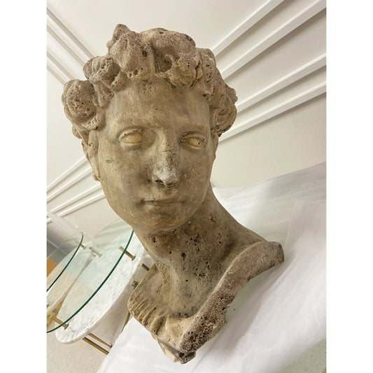 VINTAGE CONCRETE BUST OF DAVID GARDEN SCULPTURE