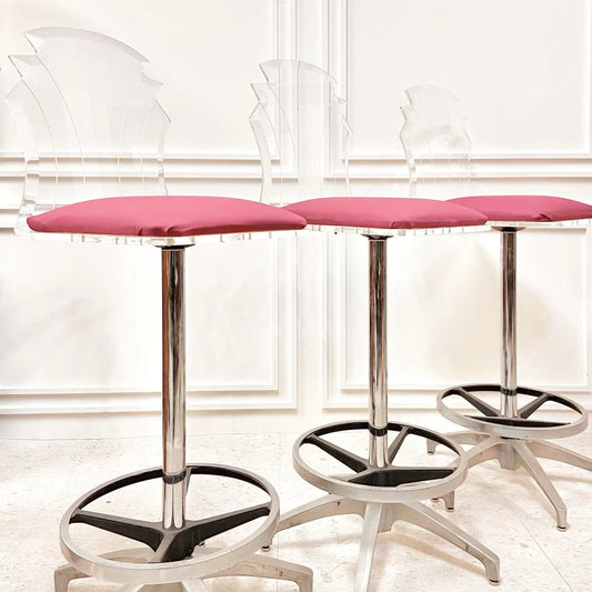 LUCITE SWIVEL BAR STOOLS - SET OF 3