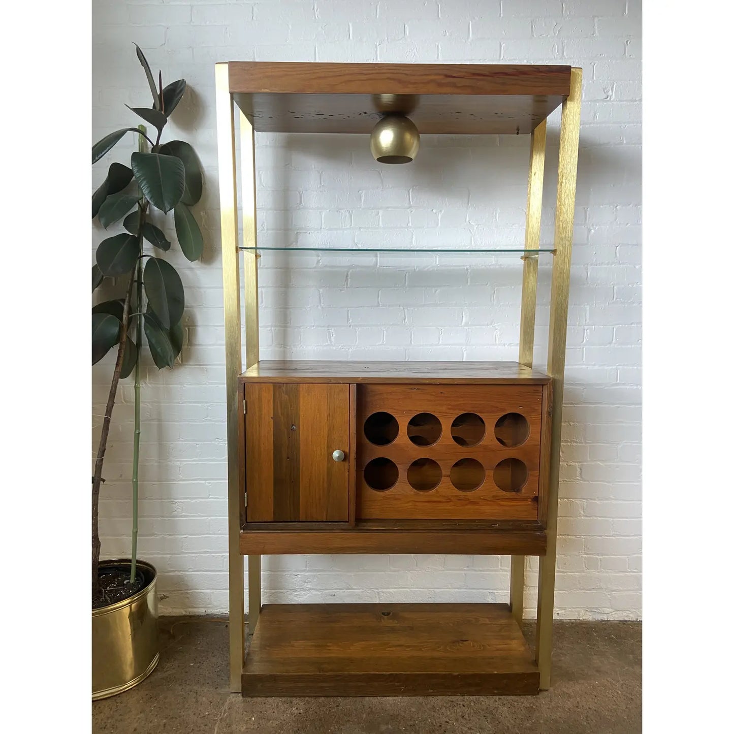 1970S BAR CABINET WITH WINE RACK & LIGHT FEATURE
