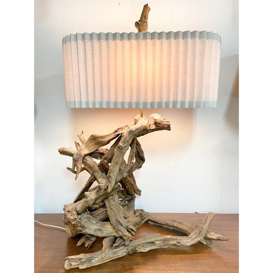 NATURAL DRIFTWOOD TABLE LAMP WITH SHADE