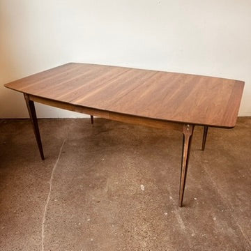 MID-CENTURY WALNUT AND ROSEWOOD DINING TABLE - REFINISHED