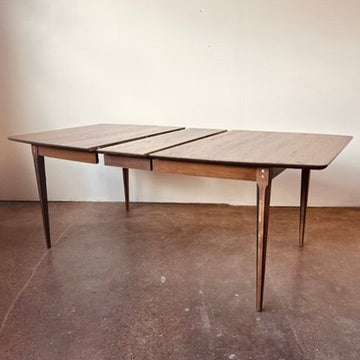 MID-CENTURY WALNUT AND ROSEWOOD DINING TABLE - REFINISHED