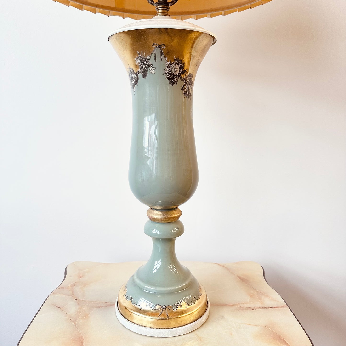 ANTIQUE FORNASETTI STYLE REVERSE PAINT LAMP