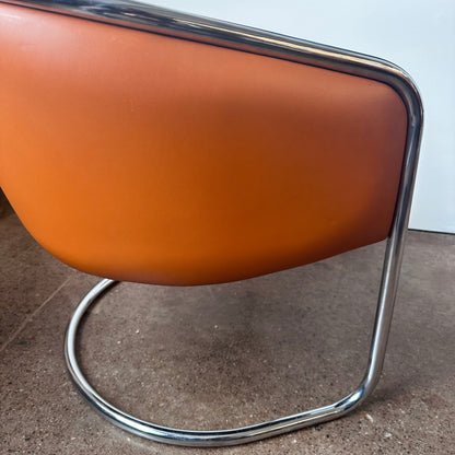 CANTILEVERED CHROME CLUB TUB CHAIR BY BURGASSER & LORENZ FOR THONET