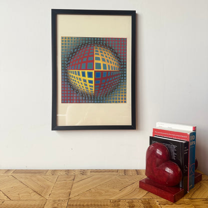 FRAMED GEOMETRIC OP ART PAINTING