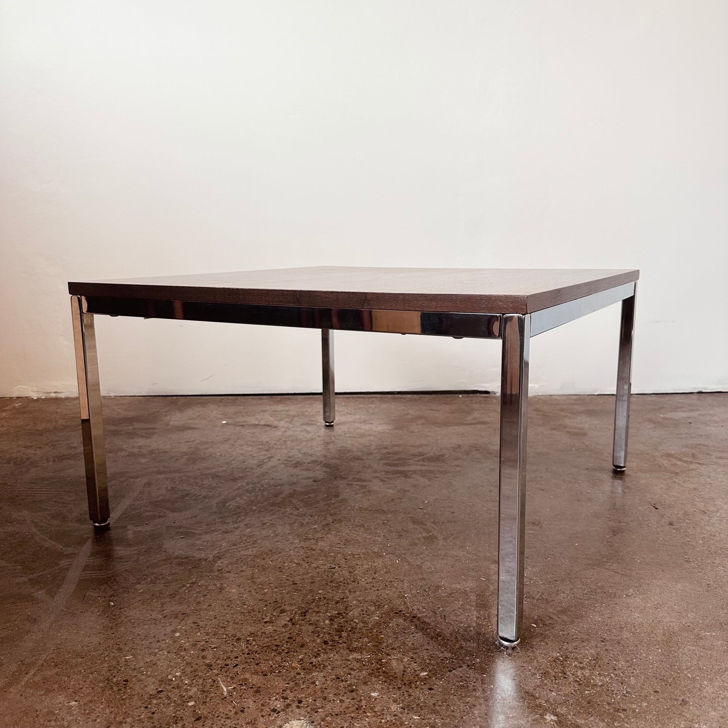 RESTORED WALNUT & CHROME STEELCASE COFFEE TABLE