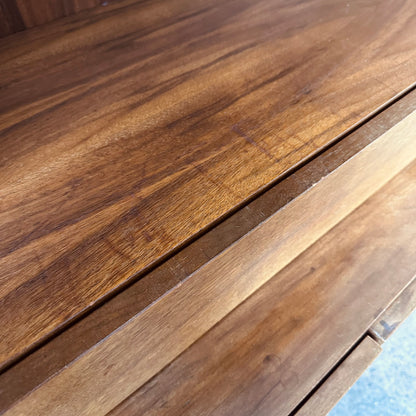 WALNUT TWO PIECE BOOKSHELF WITH DRAWER