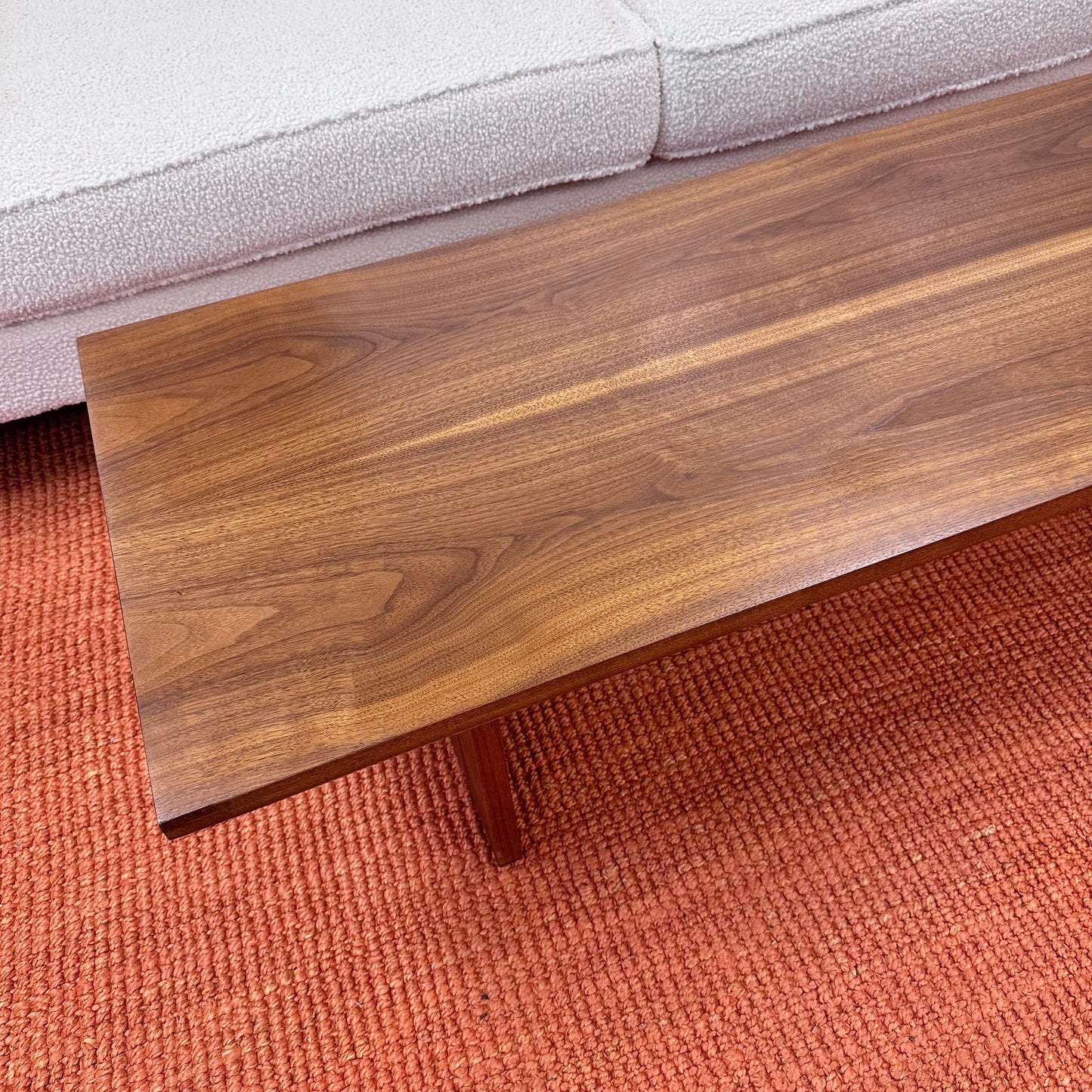 LANE WALNUT COFFEE TABLE WITH PEDESTALS