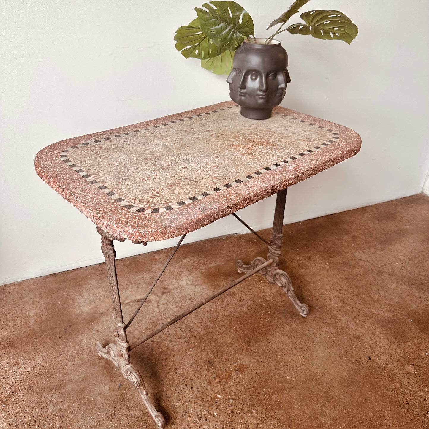 CAST IRON AND TERRAZZO FRENCH BISTRO TABLE CIRCA 19THC