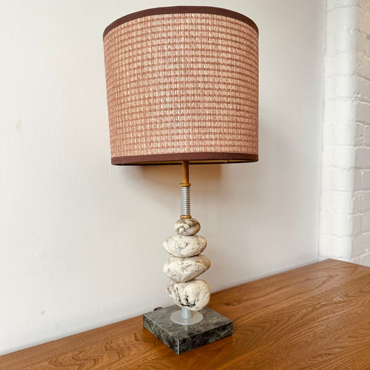 STONE AND MARBLE BASE TABLE LAMP