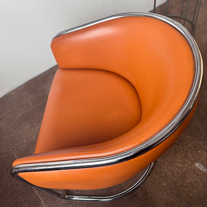 CANTILEVERED CHROME CLUB TUB CHAIR BY BURGASSER & LORENZ FOR THONET