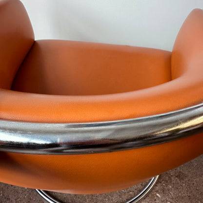 CANTILEVERED CHROME CLUB TUB CHAIR BY BURGASSER & LORENZ FOR THONET