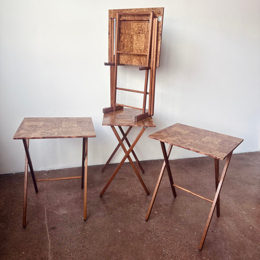 FAUX BOIS BURL WOOD FOLDING TABLES