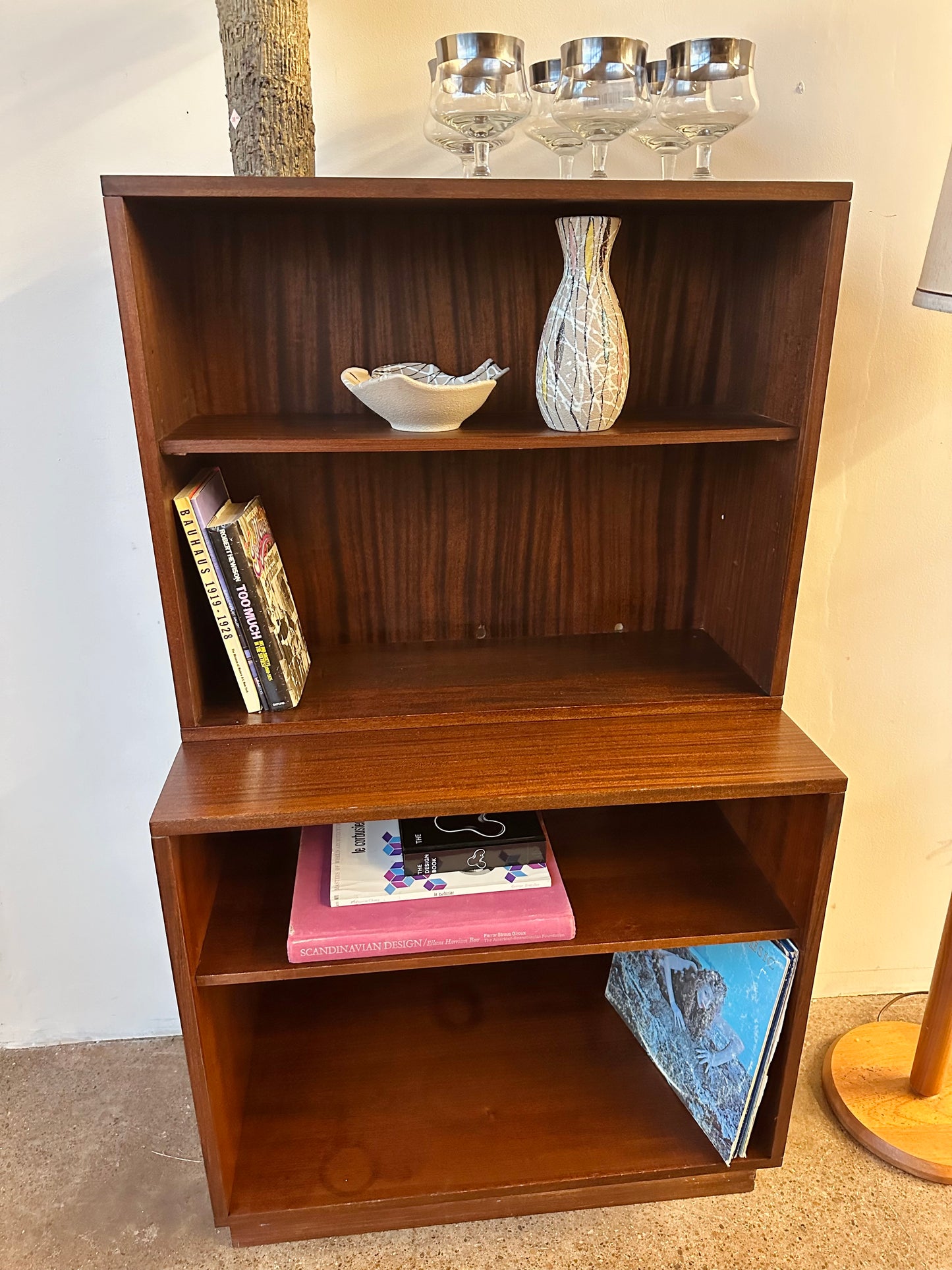 AFROMOSIA TWO PIECE BOOKSHELF