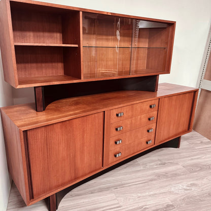RS ASSOCIATES TEAK WOOD TWO PIECE SERVER WITH HUTCH TOP