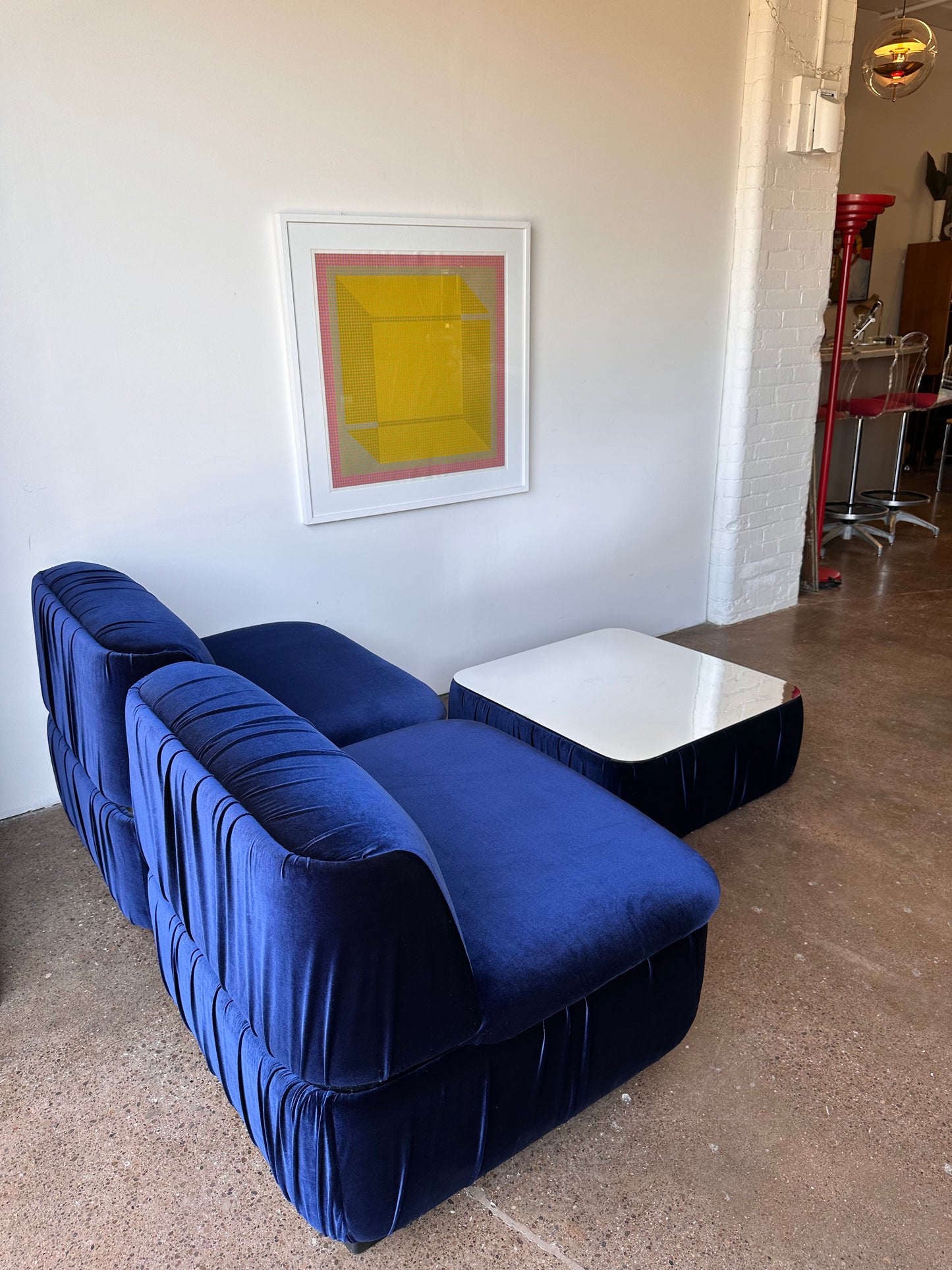 THONET CUBE SOFA AND OTTOMAN SET