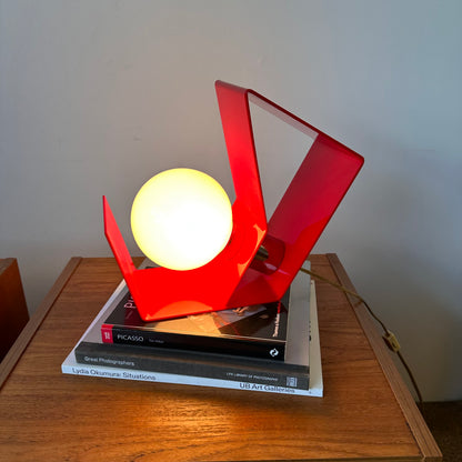 RED PLASTIC SPACE AGE ORB LIGHT