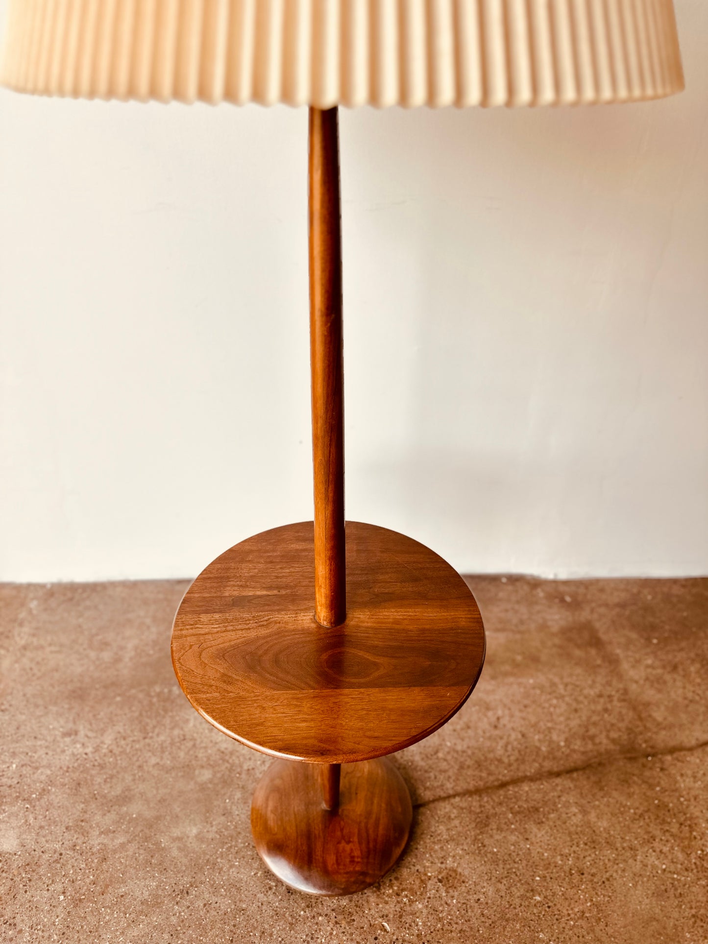 SOLID WALNUT LAUREL FLOOR LAMP WITH DRINK TABLE