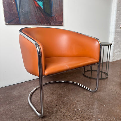 CANTILEVERED CHROME CLUB TUB CHAIR BY BURGASSER & LORENZ FOR THONET
