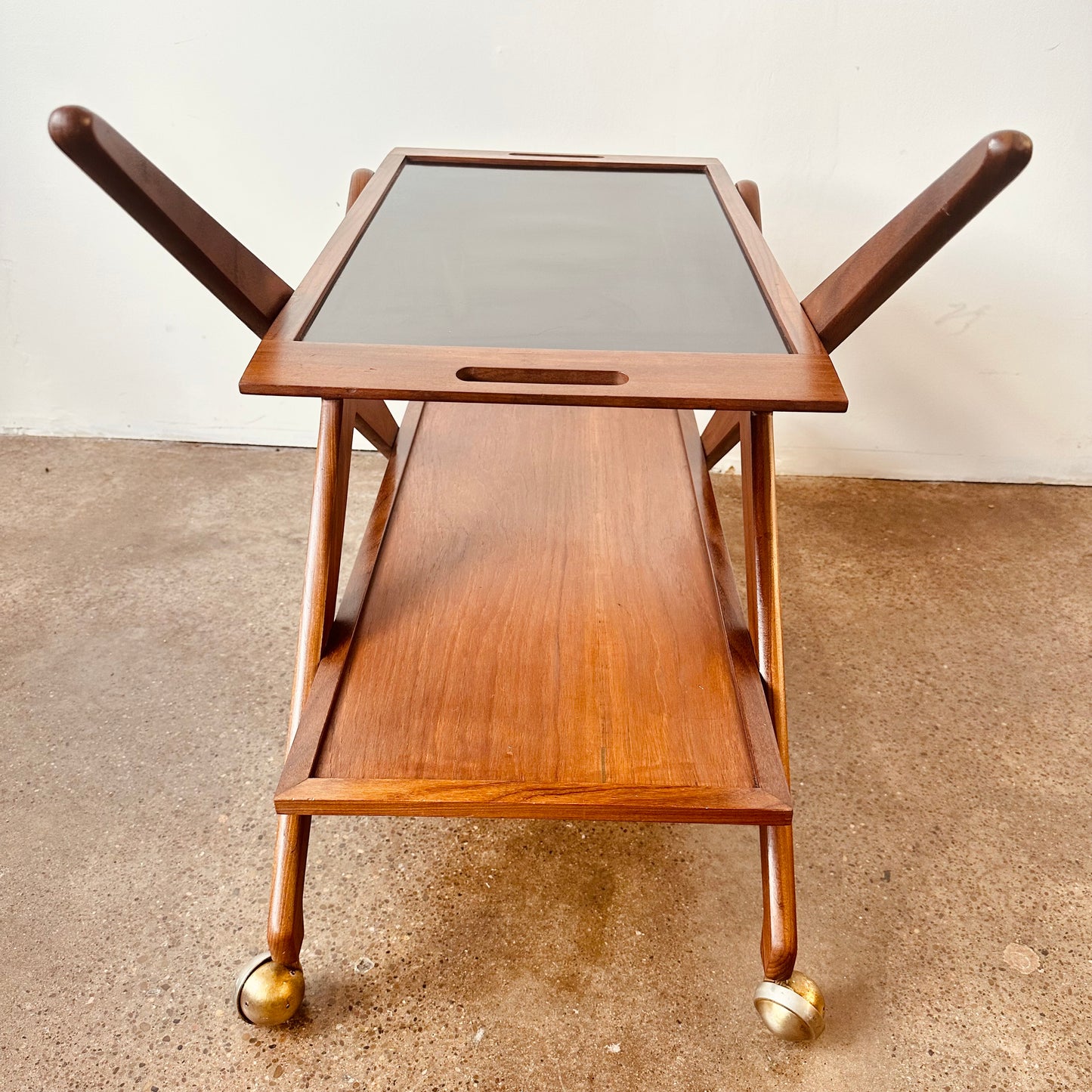 DANISH TEAK TWO TIER BAR CART TROLLY