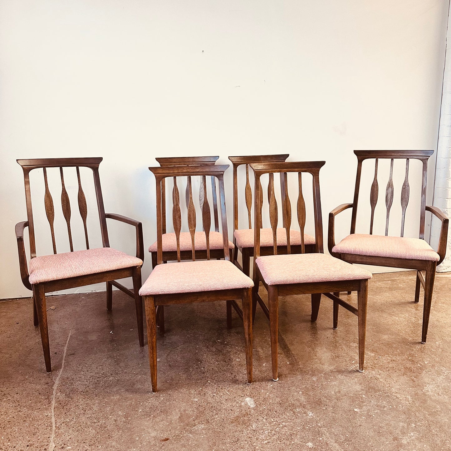 WALNUT MID-CENTURY DINING CHAIRS - SET OF 6