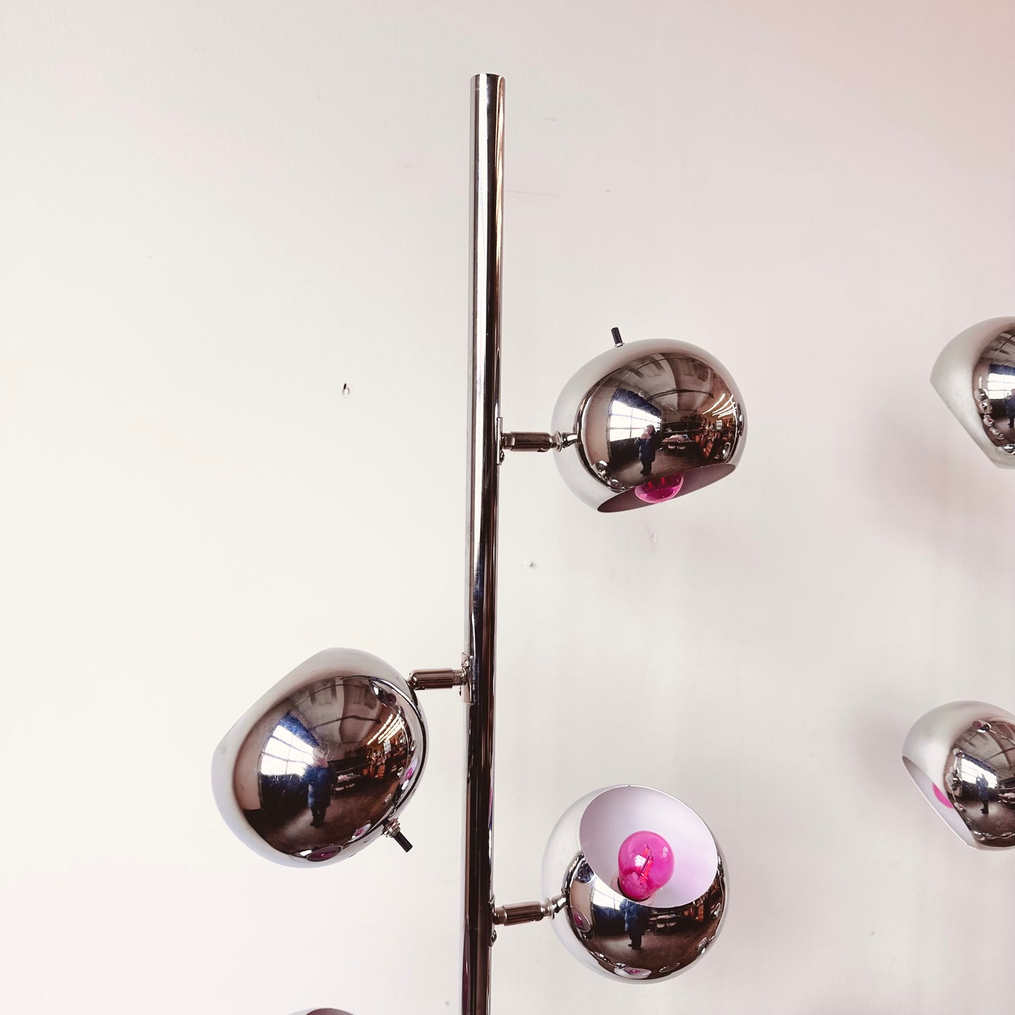 MID CENTURY CHROME 6 LIGHT EYEBALL FLOOR LAMP