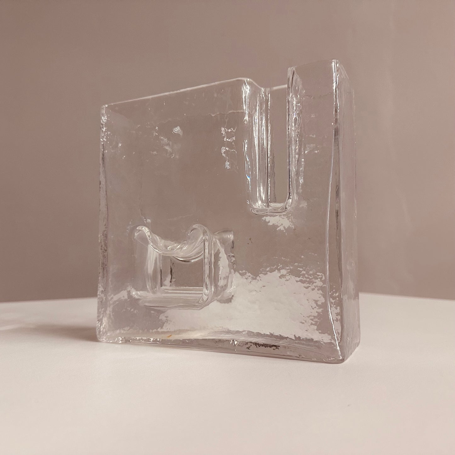 ICE ART GLASS VASE ATTRIBUTED TO CLAUS JOSEF RIEDEL, AUSTRIA, 1970S